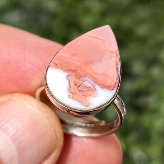 Anillo Gota Ágata Rosa Ajustable