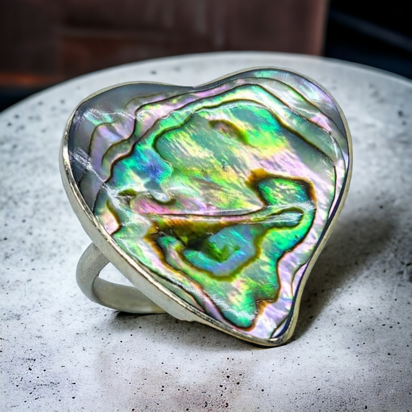 Anillo Corazón Abulón Ajustable