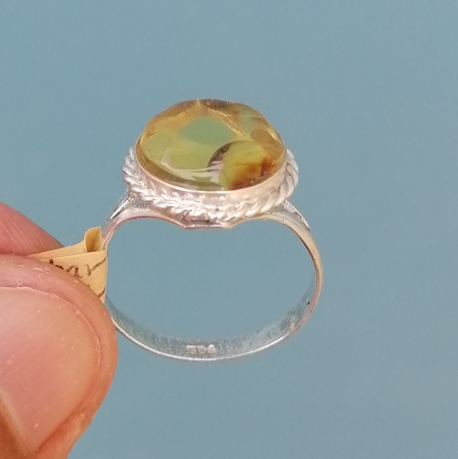 Anillo Ámbar y Plata 925 Talla 6