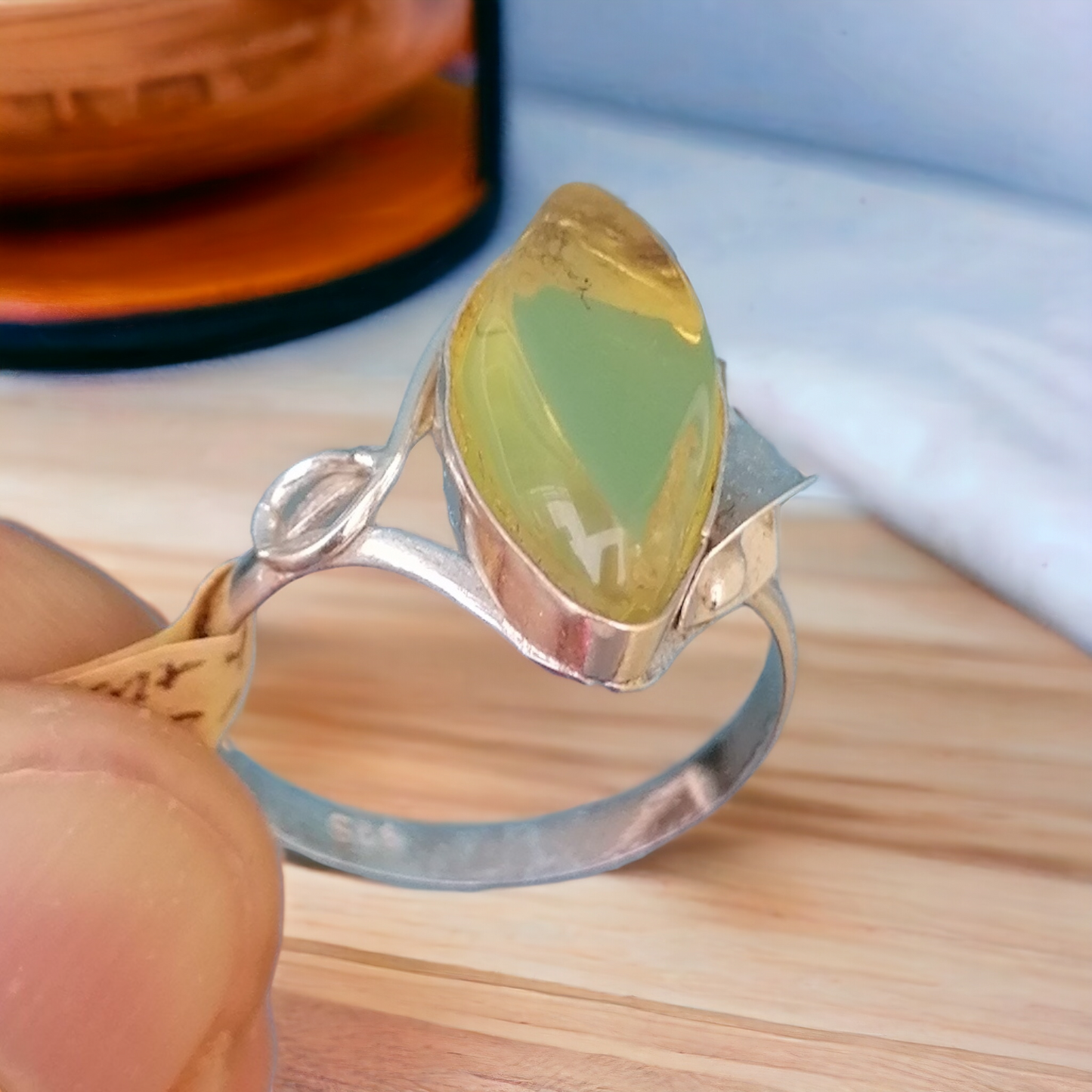 Anillo Ámbar y Plata 925 Talla 7