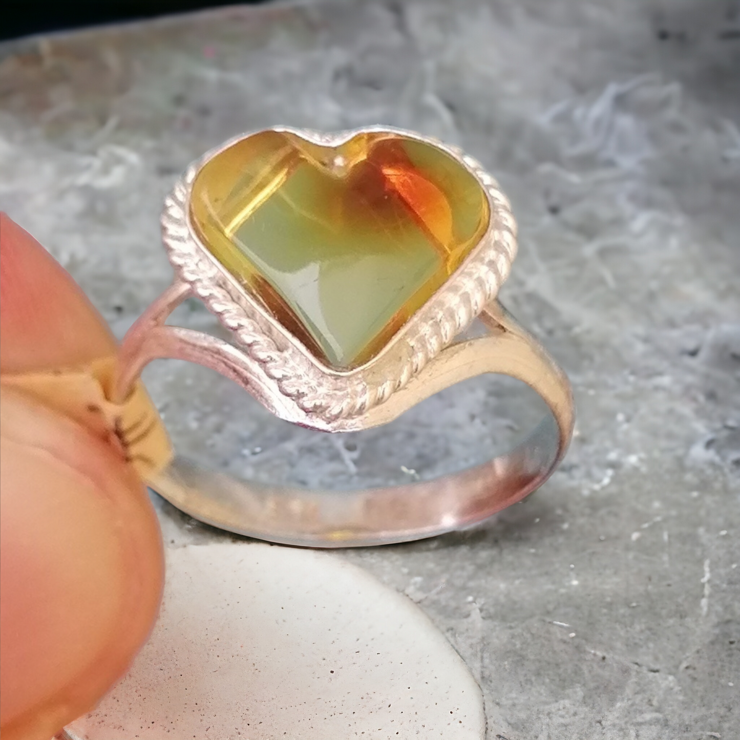 Anillo Ámbar y Plata 925 Talla 7