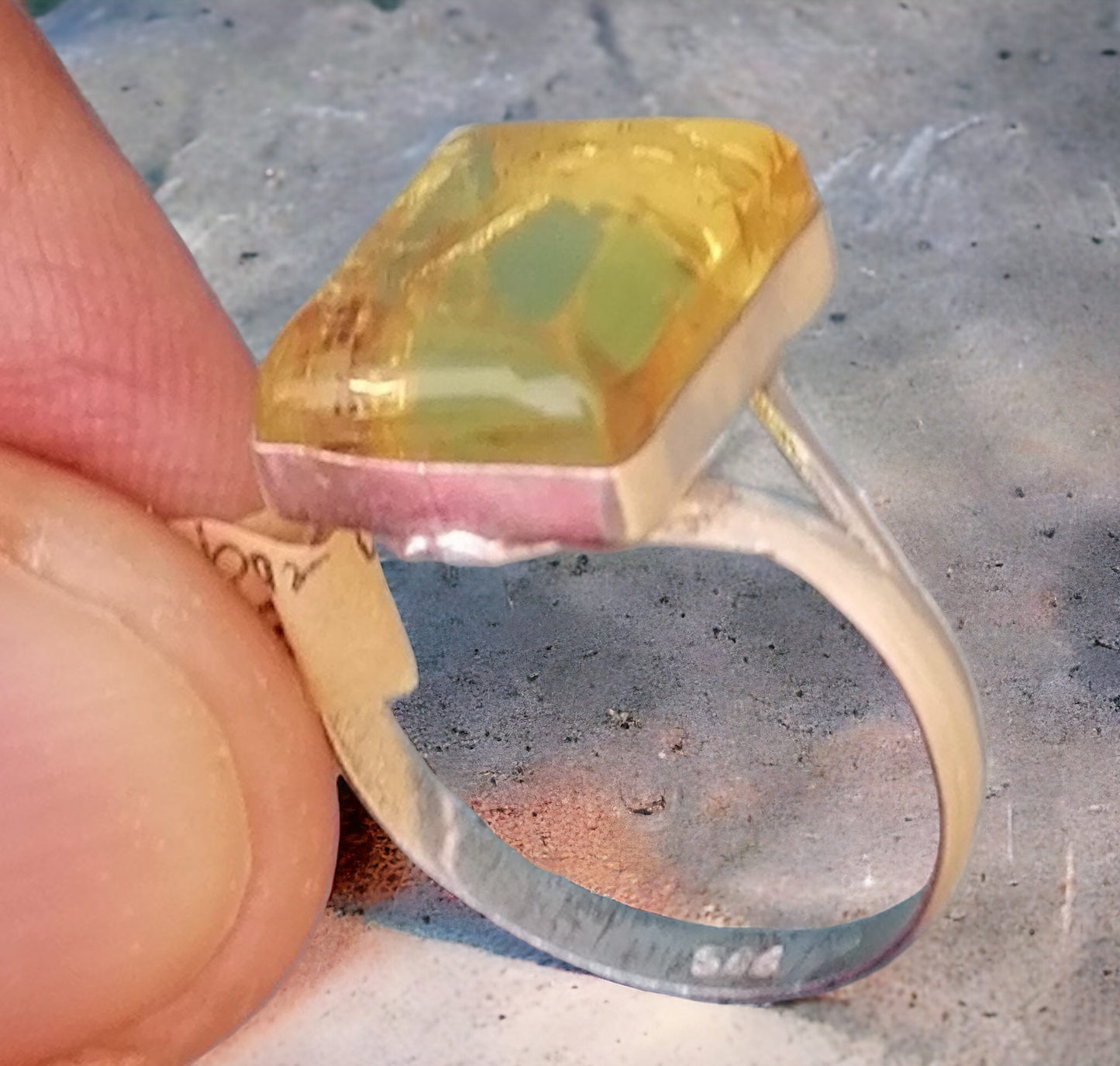 Anillo Ámbar y Plata 925 Talla 7