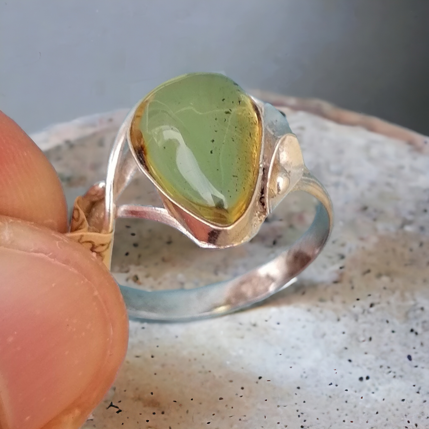 Anillo Ámbar y Plata 925 Talla 8