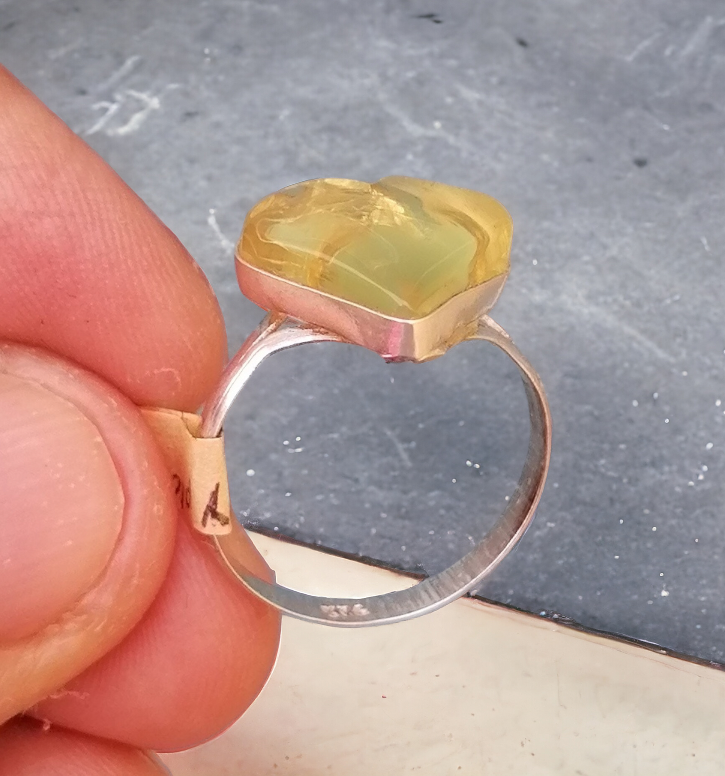 Anillo Ámbar y Plata 925 Talla 8