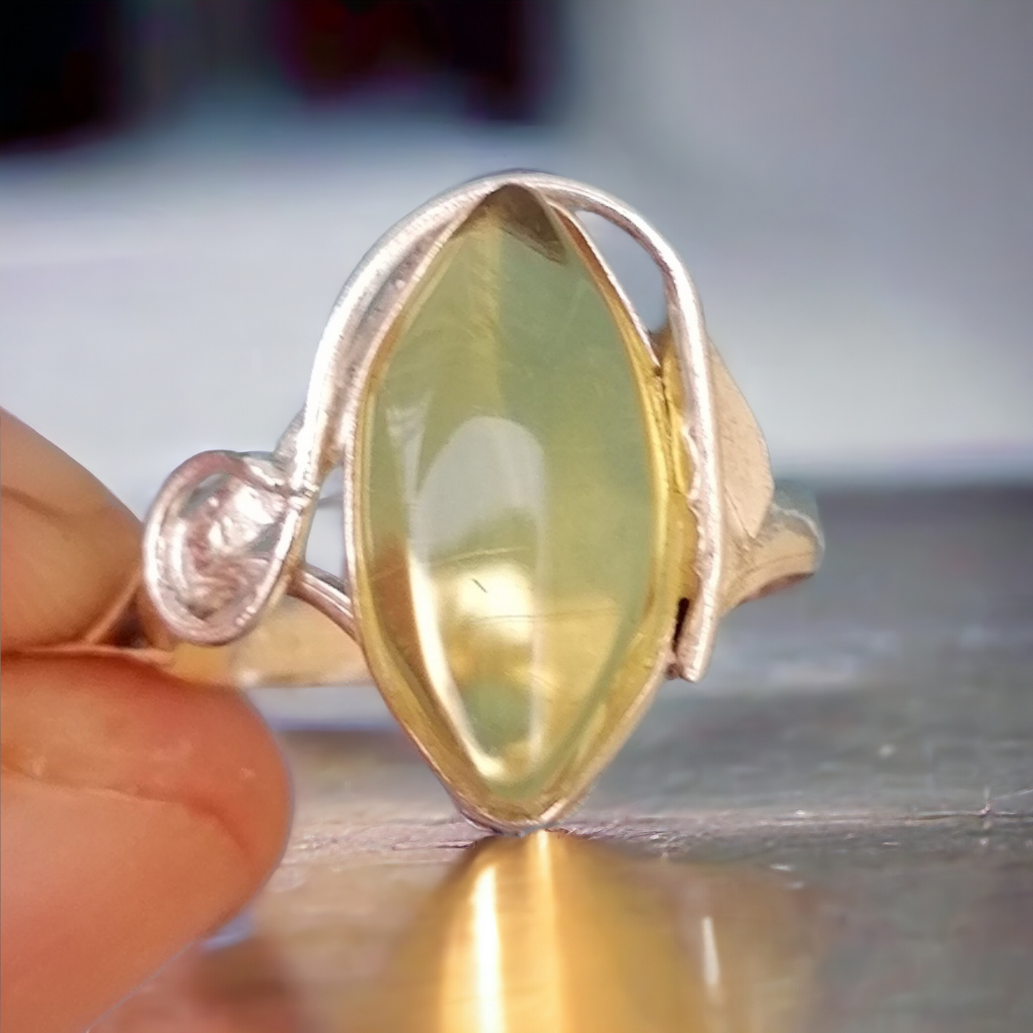 Anillo Ámbar y Plata 925 Talla 8