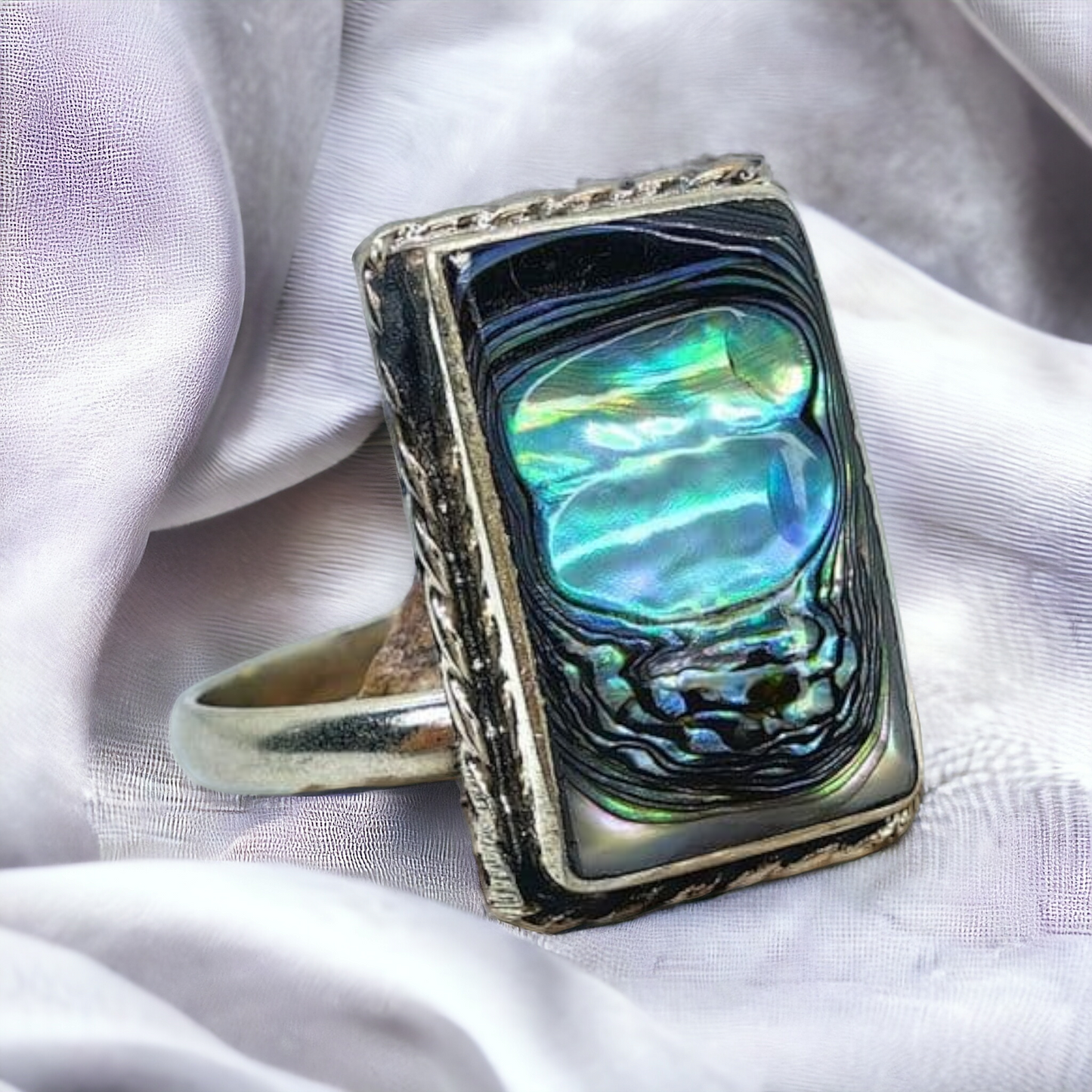 Anillo Rectangular Abulón Ajustable