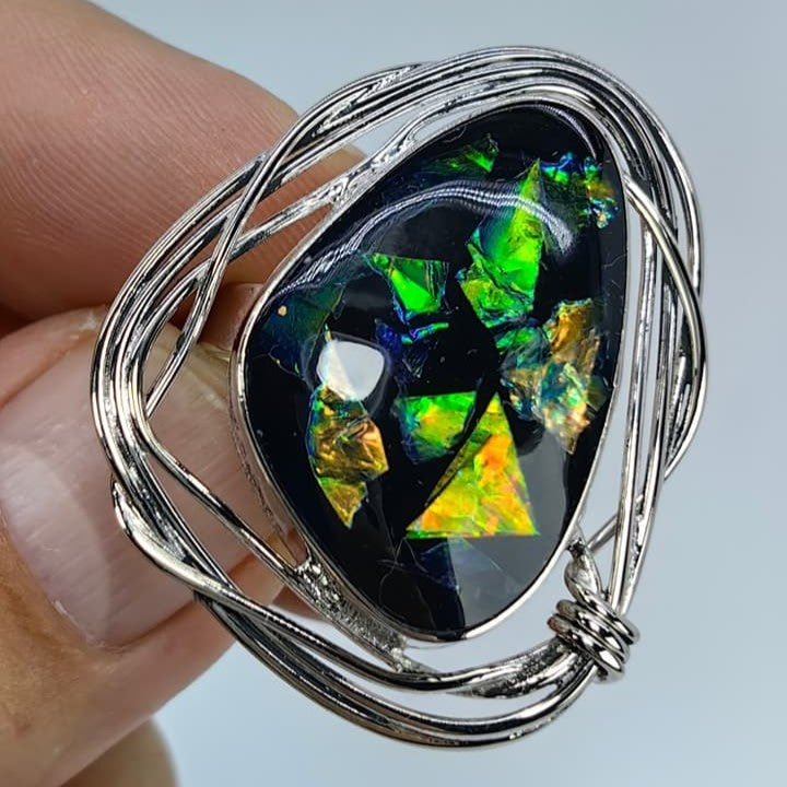 Anillo Alambrado Ópalo Sintético y Alpaca Ajustable