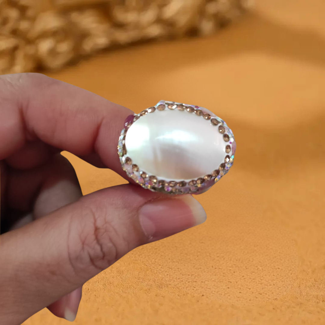 Anillo Dorado Ronda Madre Perla y Circón