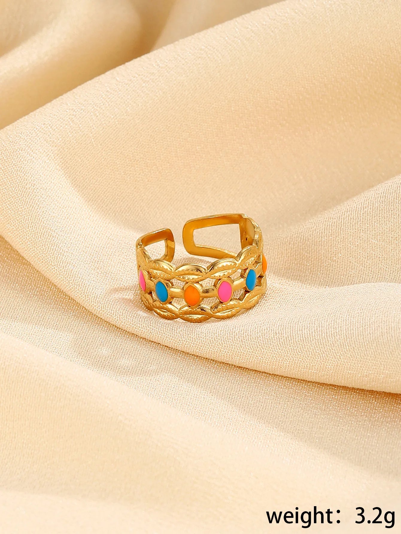 Anillo Dorado Confeti Ajustable