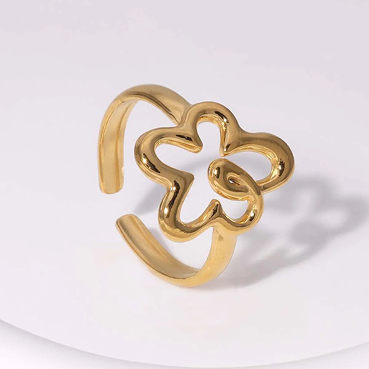 Anillo Dorado Flor Vacía - Ajustable