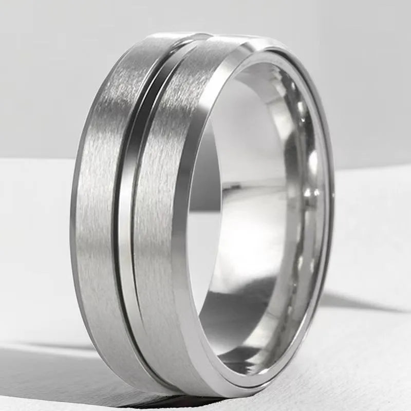 Anillo Color Acero Liso - Talla 10