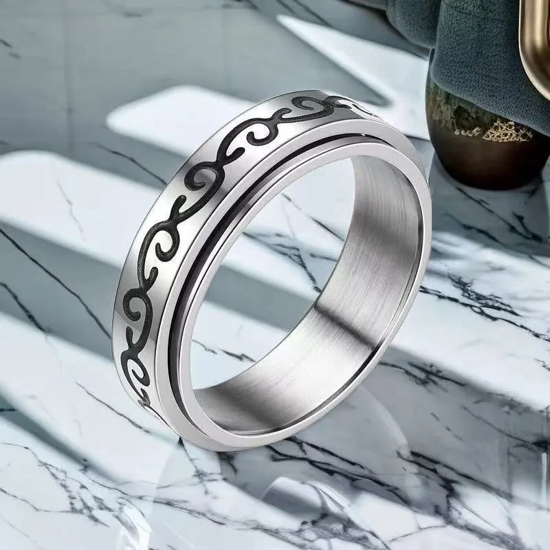 Anillo Color Acero Vuelta Ruyi - Talla T9 10 12