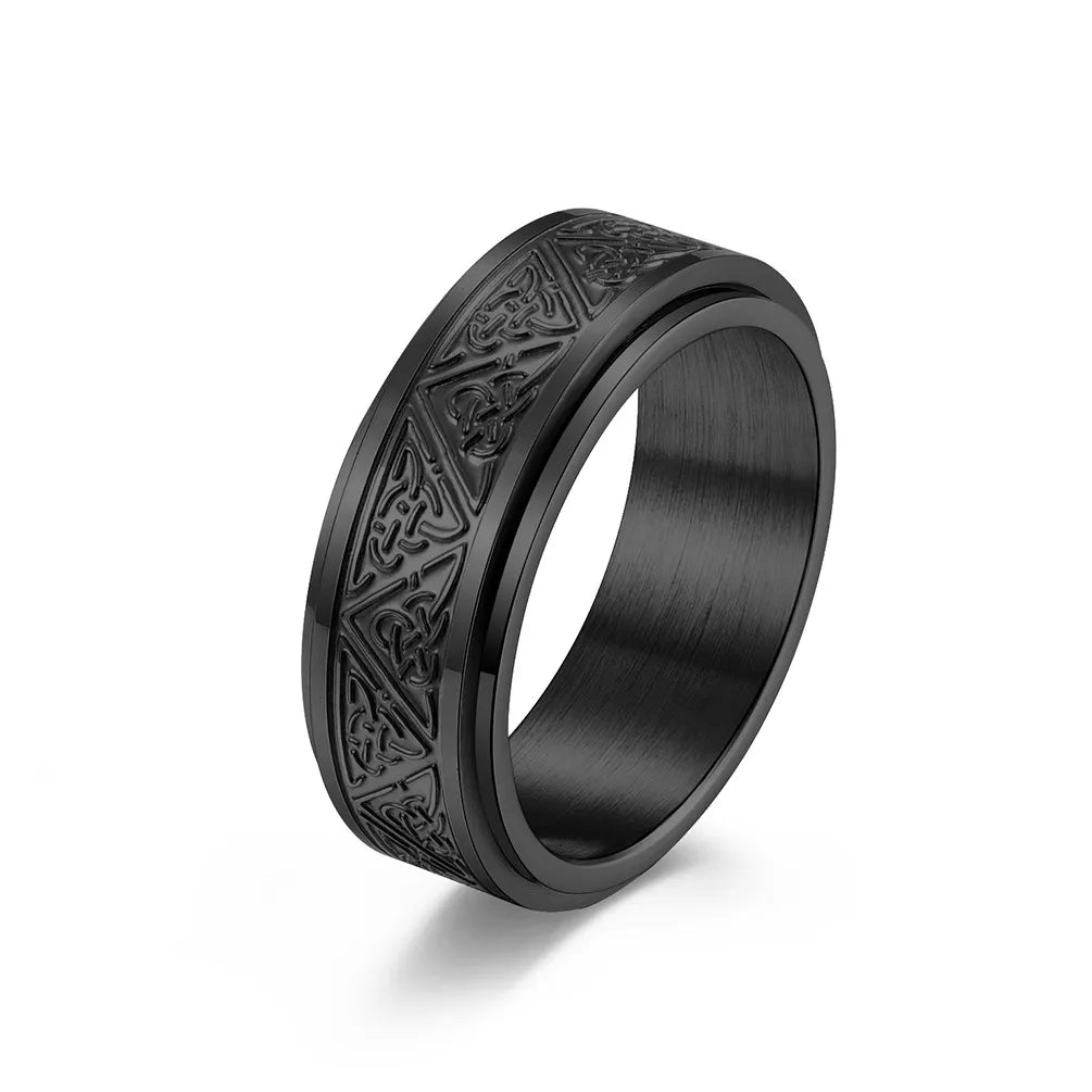 Anillo Color Negro Con Relives - Talla 09, 11