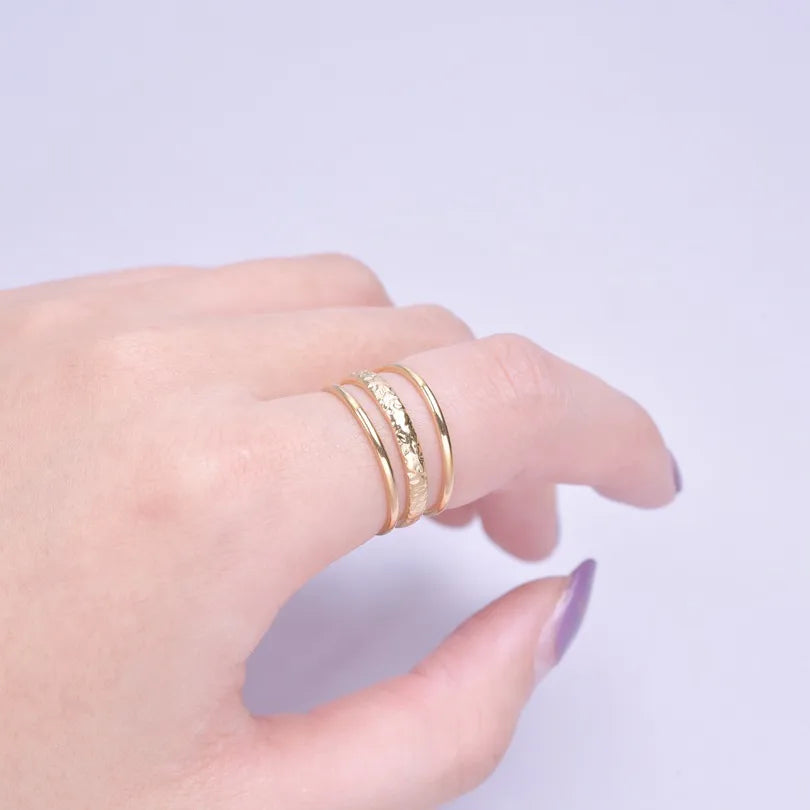 Anillo Dorado Doble Linea - Ajustable