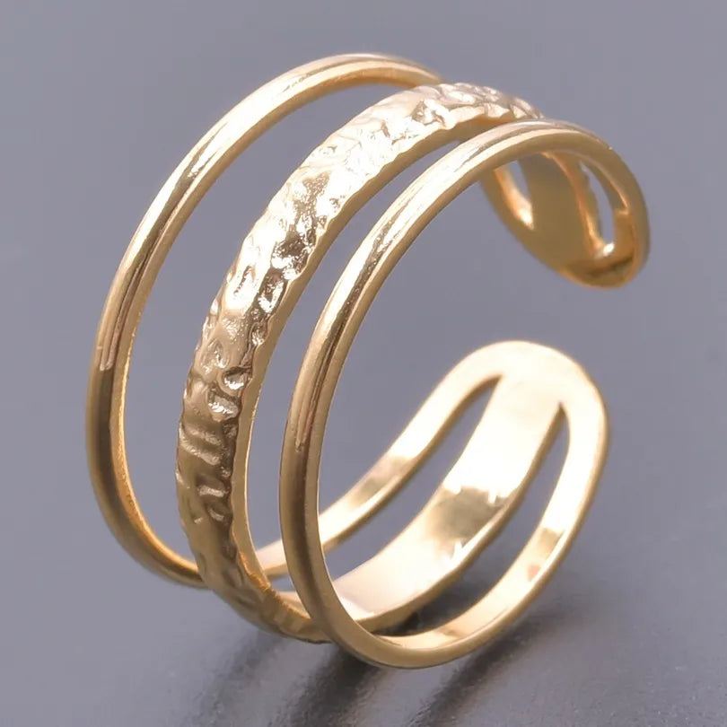 Anillo Dorado Doble Linea - Ajustable