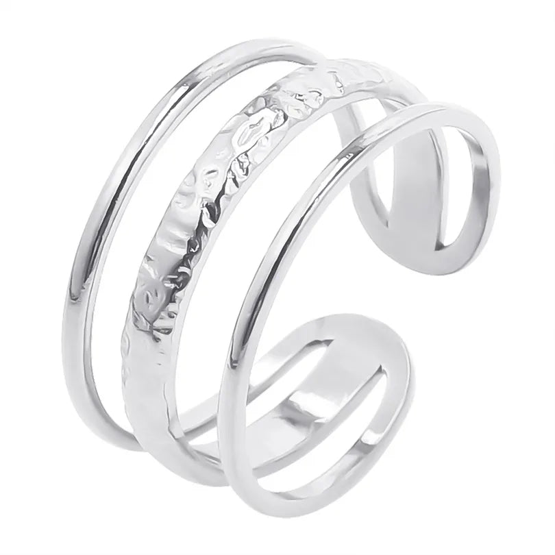 Anillo Plateado Doble Linea - Ajustable