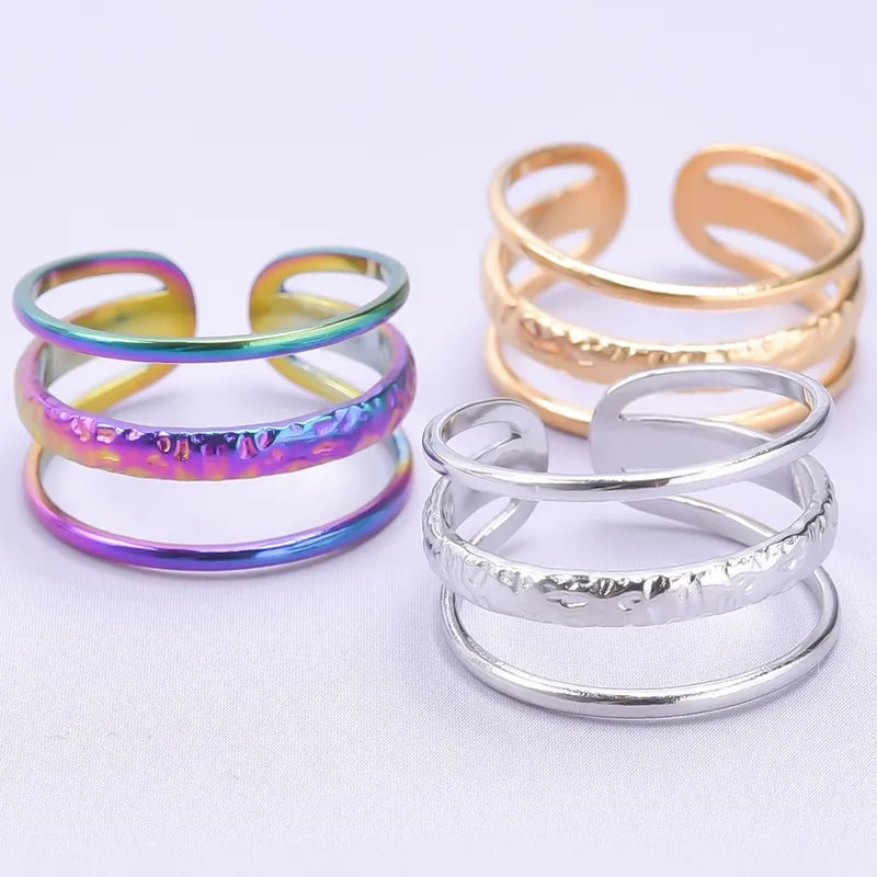 Anillo Plateado Doble Linea - Ajustable