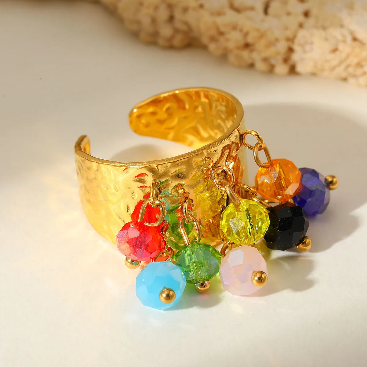 Anillo Dorado Dijes Colores - Ajustable