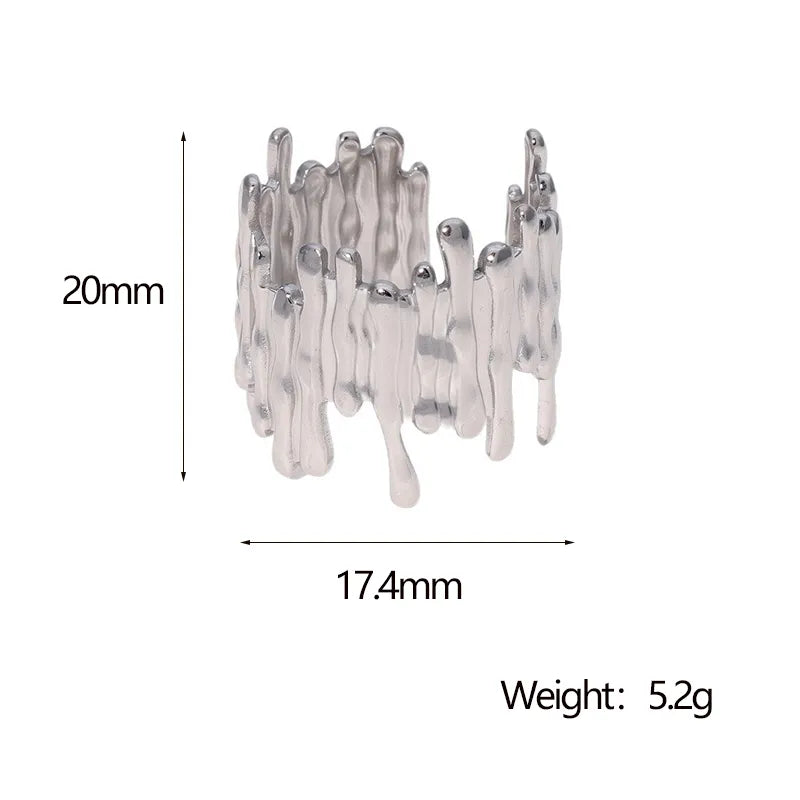 Anillo Plateado Líneas Amartilladas - Ajustable