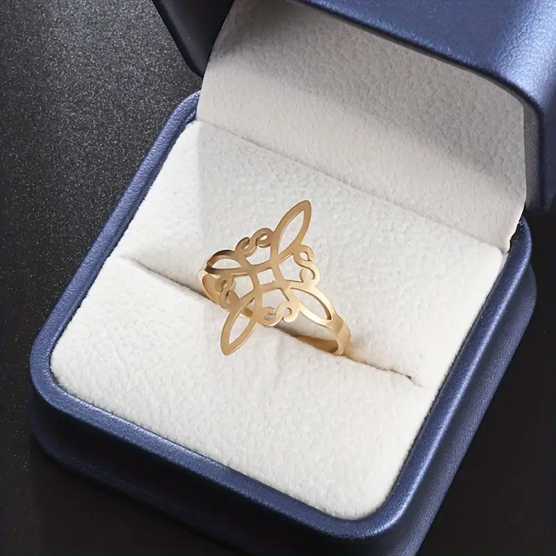 Anillo Dorado Nudo de Bruja Ajustable
