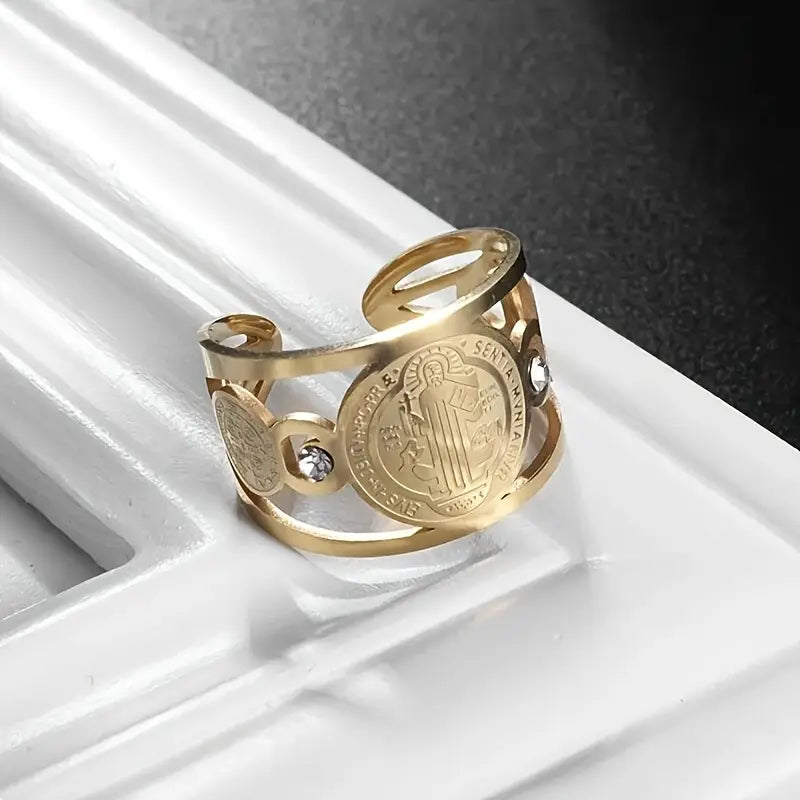 Anillo Dorado San Benito Ajustable
