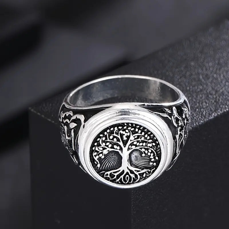 Anillo Plateado Árbol de la Vida Talla 12