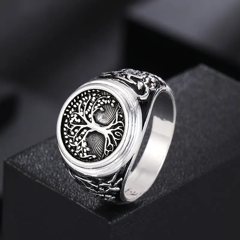 Anillo Plateado Árbol de la Vida Talla 12