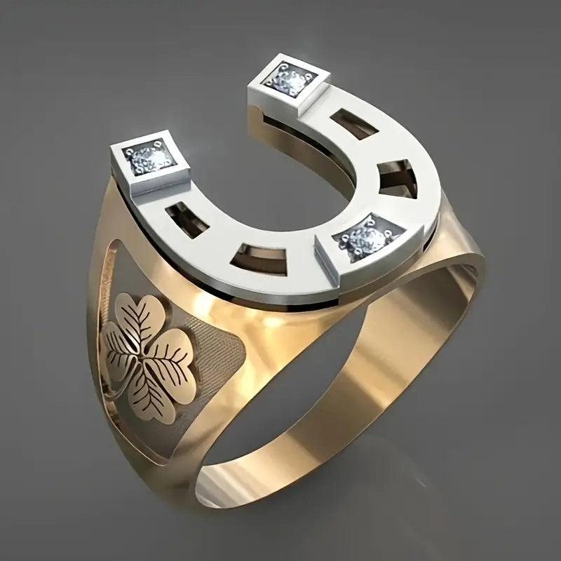 Anillo Dorado Herradura Circón Talla 13