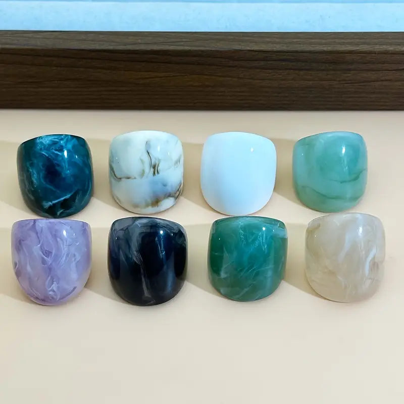 Anillos Resina Tonos Turquesa
