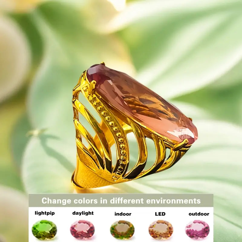 Anillo Dorado Elipse Ronda Sultanita, Ajustable