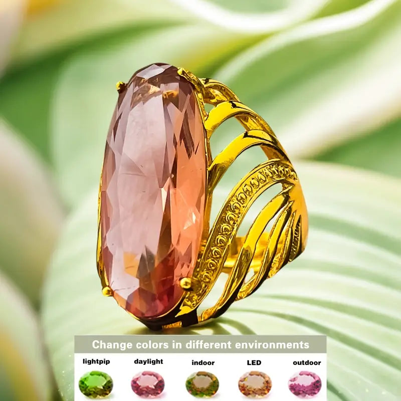 Anillo Dorado Elipse Ronda Sultanita, Ajustable