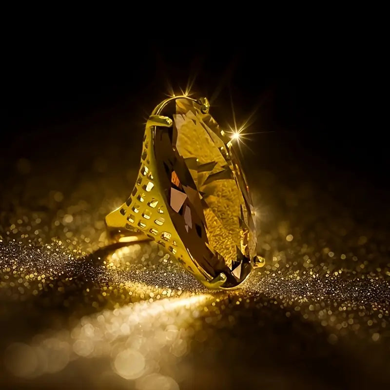 Anillo Dorado Elipse Ronda Sultanita, Ajustable