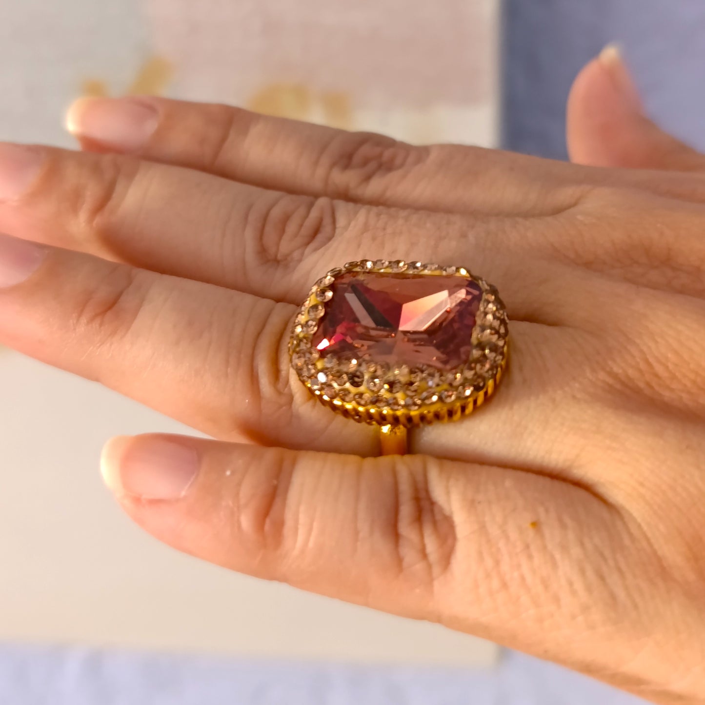 Anillo Cuadrado Sultanita y Circón - Ajustable
