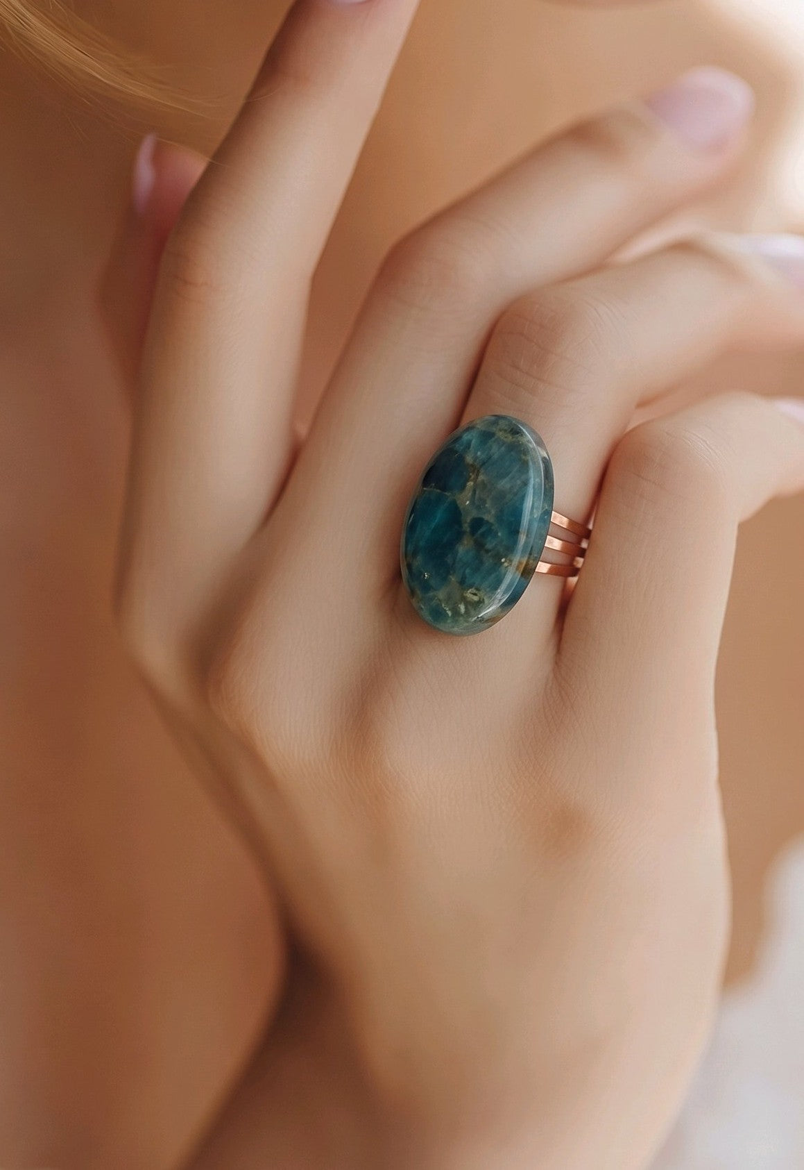 Anillo de Apatito Corte Cabujón - Ajustable