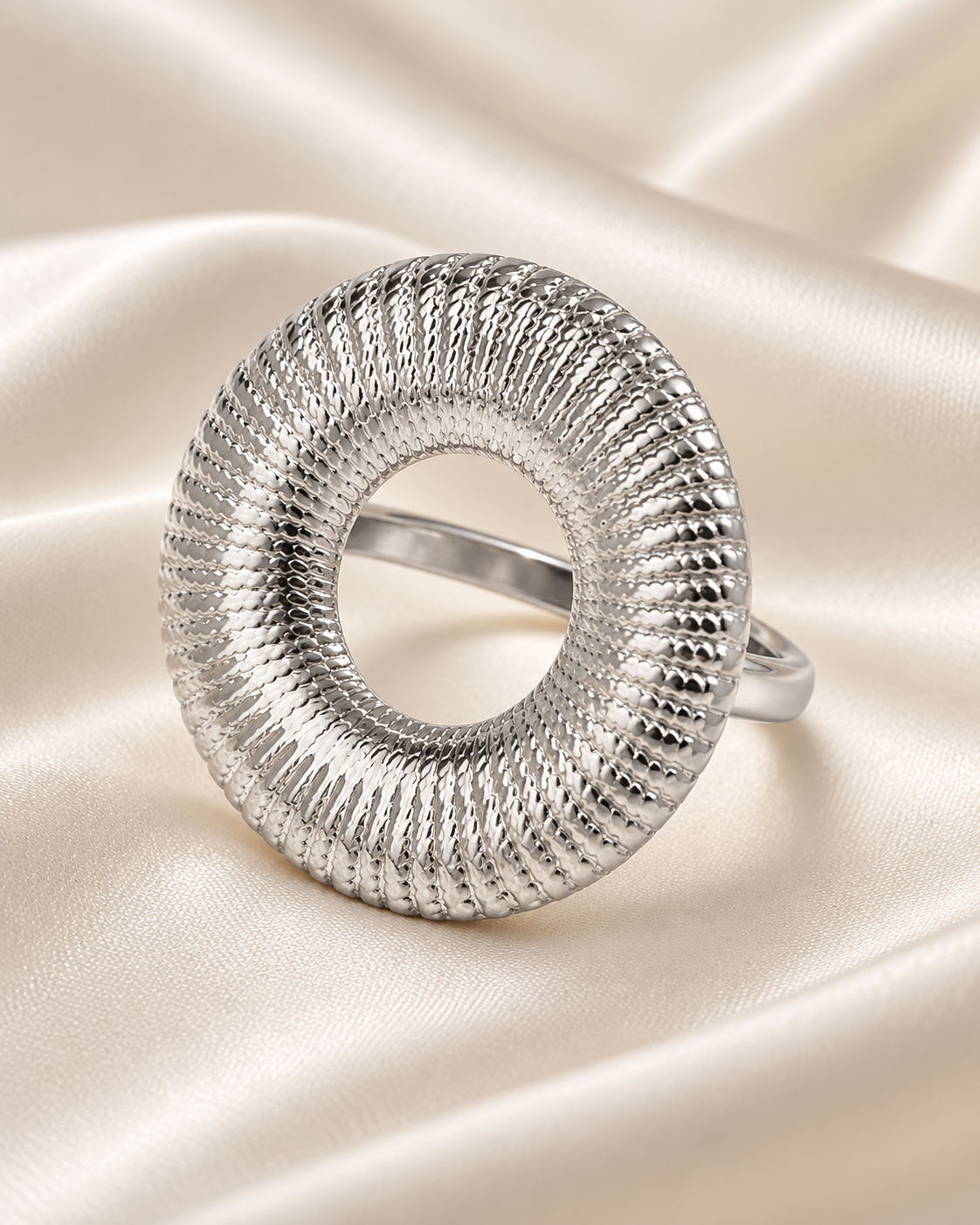 Anillo Plateado Dona Espiral - Talla 6