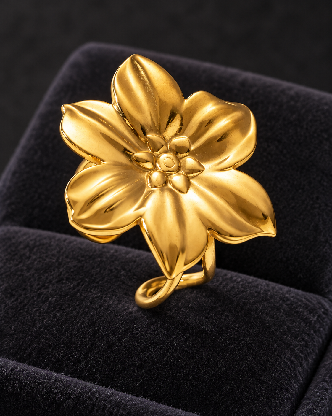 Anillo Dorado Flor Canola - Ajustable