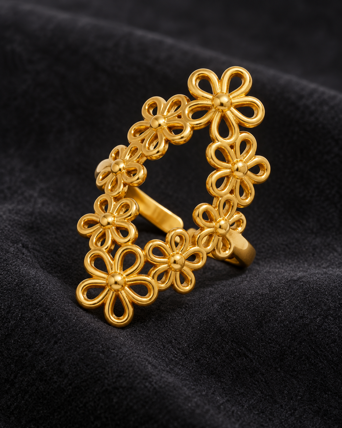 Anillo Dorado Elipse Multiflores - Ajustable