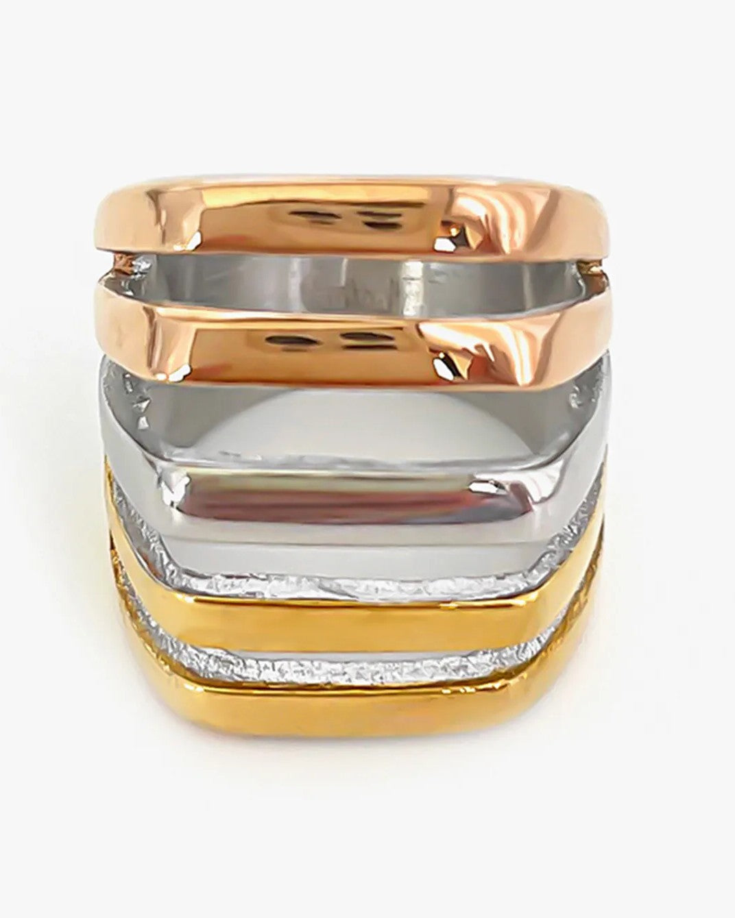 Anillo Bicolor Rejillas - Talla 7