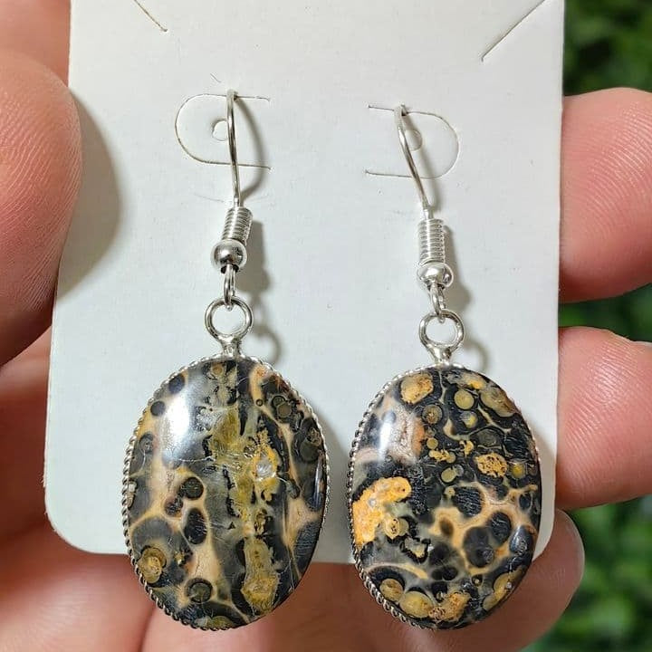 Aretes Óvalos Jaspe Piel de Víbora