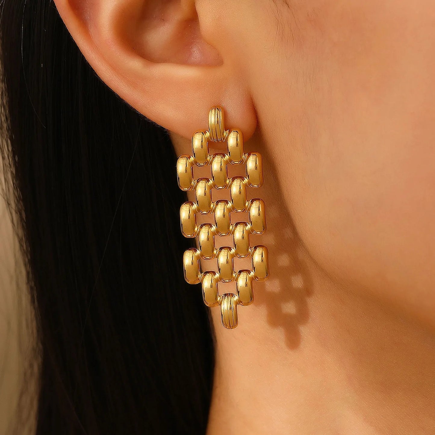 Aretes Dorados Petatillo Tejido