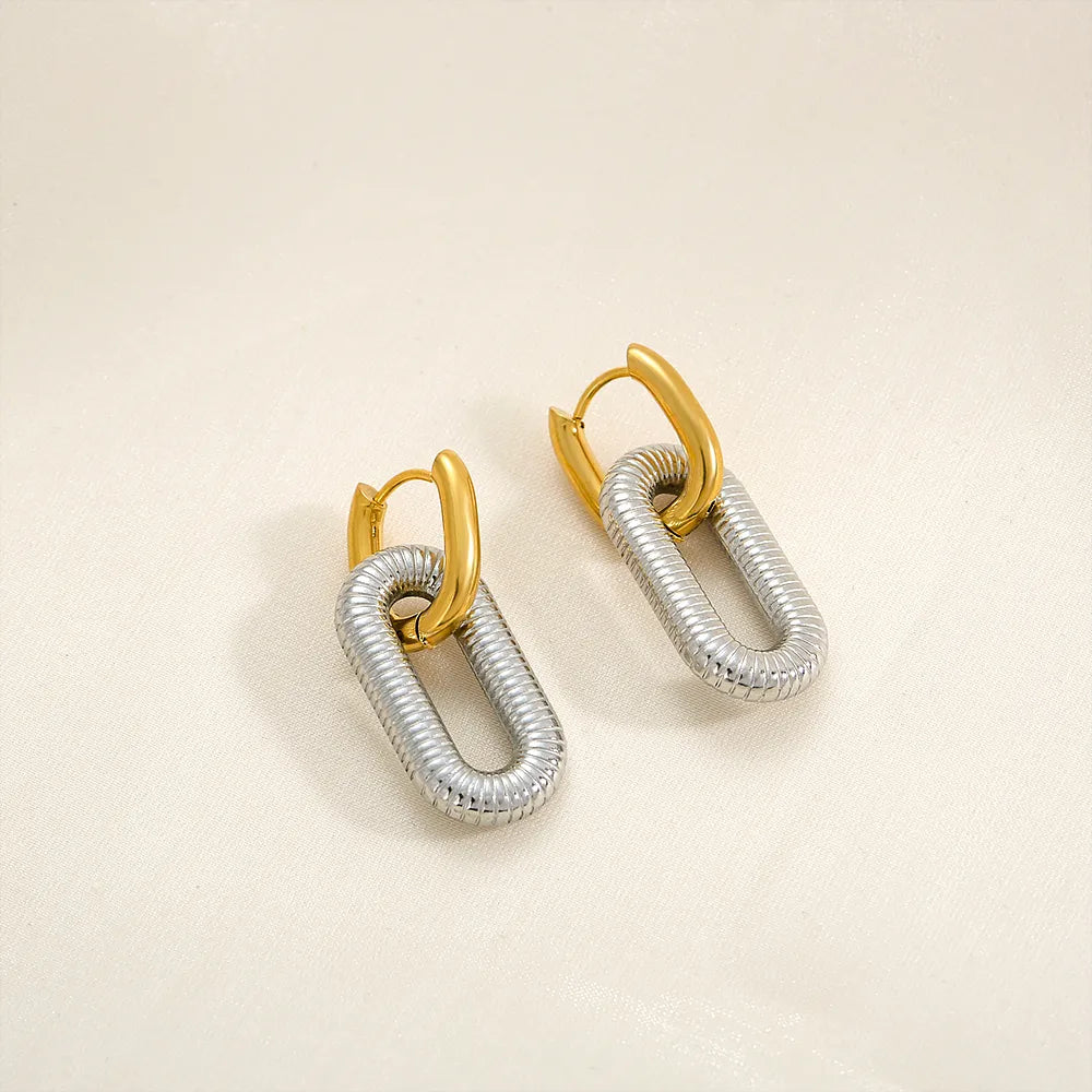 Aretes Bicolor Accesorio Dorado Clip Plata