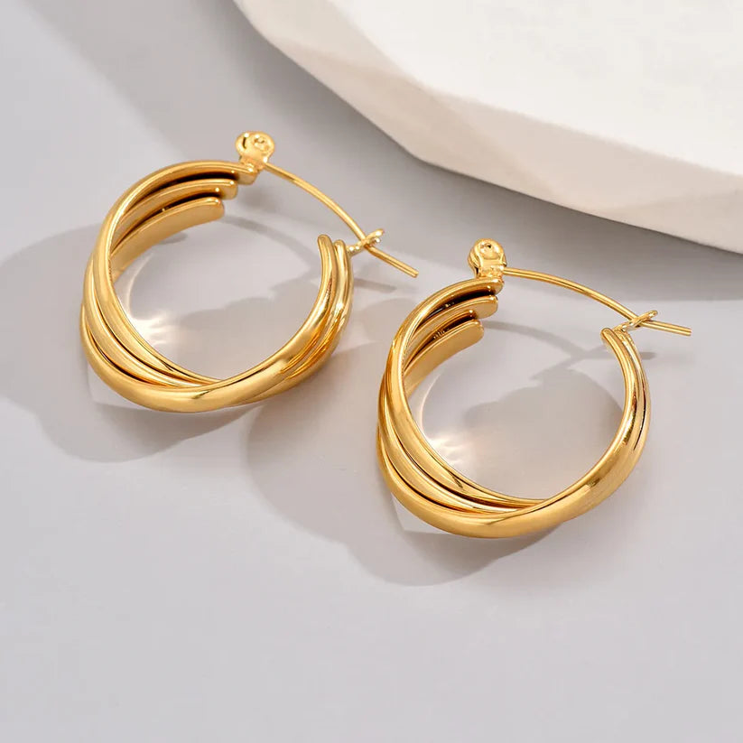 Aretes Dorados Arracadas Romanas Medianas