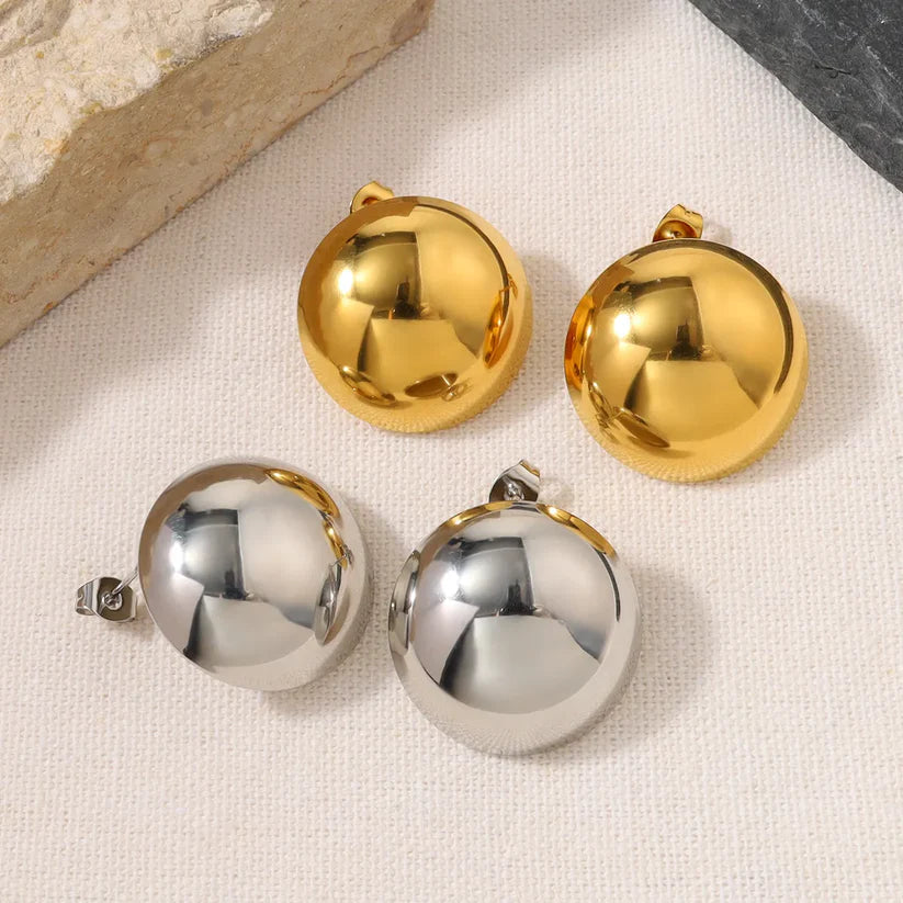 Aretes Plateados Tipo Esfera