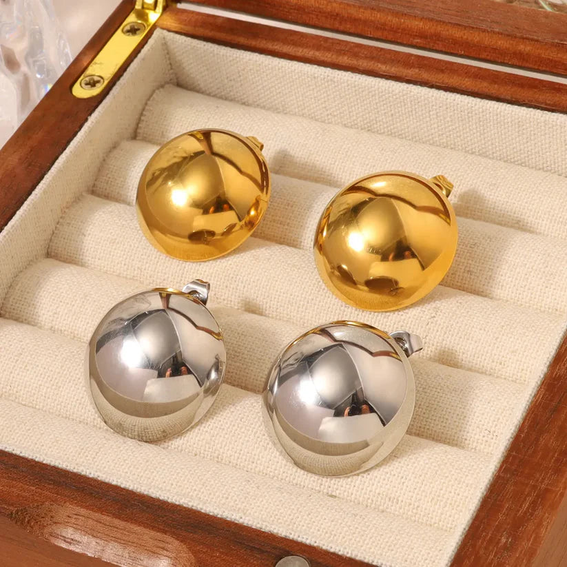 Aretes Plateados Tipo Esfera