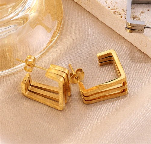 Aretes Dorados Geométricos