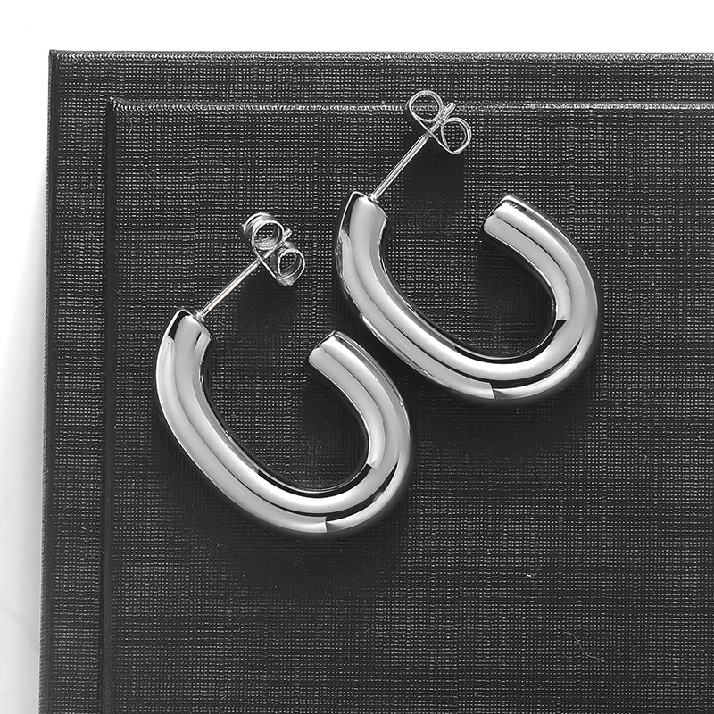 Aretes Plateados Arracadas Tipo U