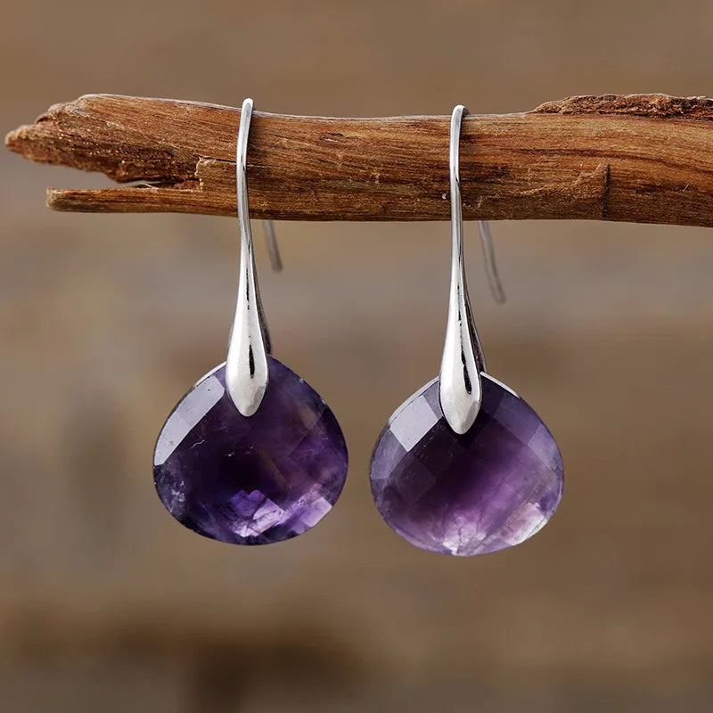 Aretes Plateado Amatista