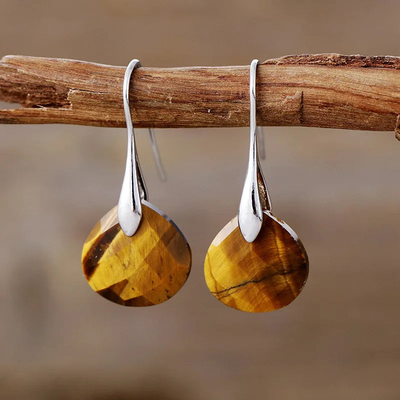 Aretes Plateado Ojo de Tigre