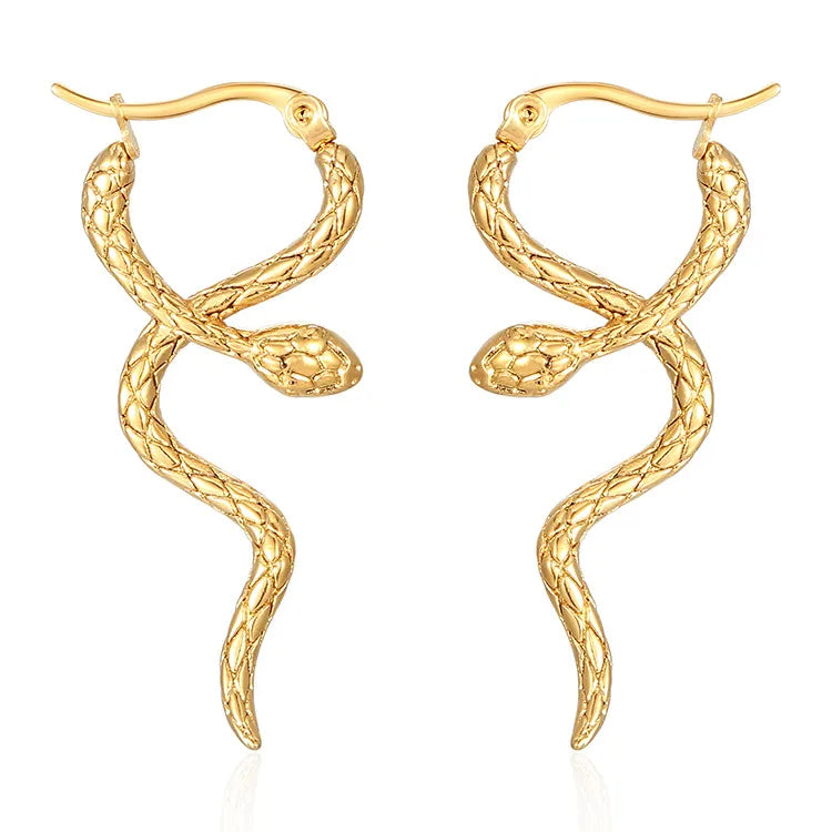 Aretes Dorados Serpiente Rayadas
