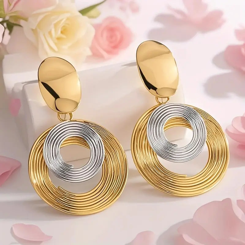 Aretes Dobles Espiral Bicolor